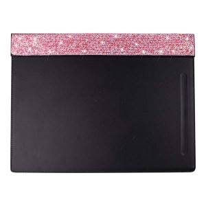 Bling PU Leather Office Clipboard, Letter Size Clip Hardboard, Meeting Memo Writing Desk Pad, Pink
