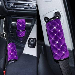 Factory made hot-sale Car Key Hook - Plush handbrake cover gear lever cover seat belt cover 3 pieces/set, purple – UNIIBLING
