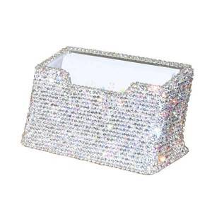 Bling Crystal Business Card Holder Stand, Professional & Luxury Office Business Card Holder Stand, White