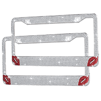 Eing Car License Plate Frames Bling Crystal Diamonds Car Exterior Accessory For Women Girls