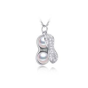 2020 High quality Jewelry Boxes - Funny Silver Plated Peanut with Pearl Necklaces Chain, Rhinestone Pendant Jewelry, Silver – UNIIBLING