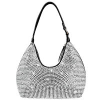 White Diamond Rhinestone Clutch For Elegant Women Black Evening Handbag Purse