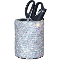 Crystal Pencil Pen Pot Holder Box Bling Rhinestone Pen Organizer Holder Cosmetic Pen Container Comb Brushes Personalized