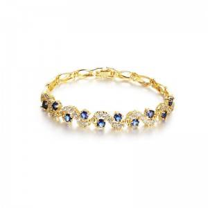 White/Blue Crystal AAA Cubic Zirconia Stones Bracelet for Lovely Women Girls Copper Plated Bracelets 6.88”