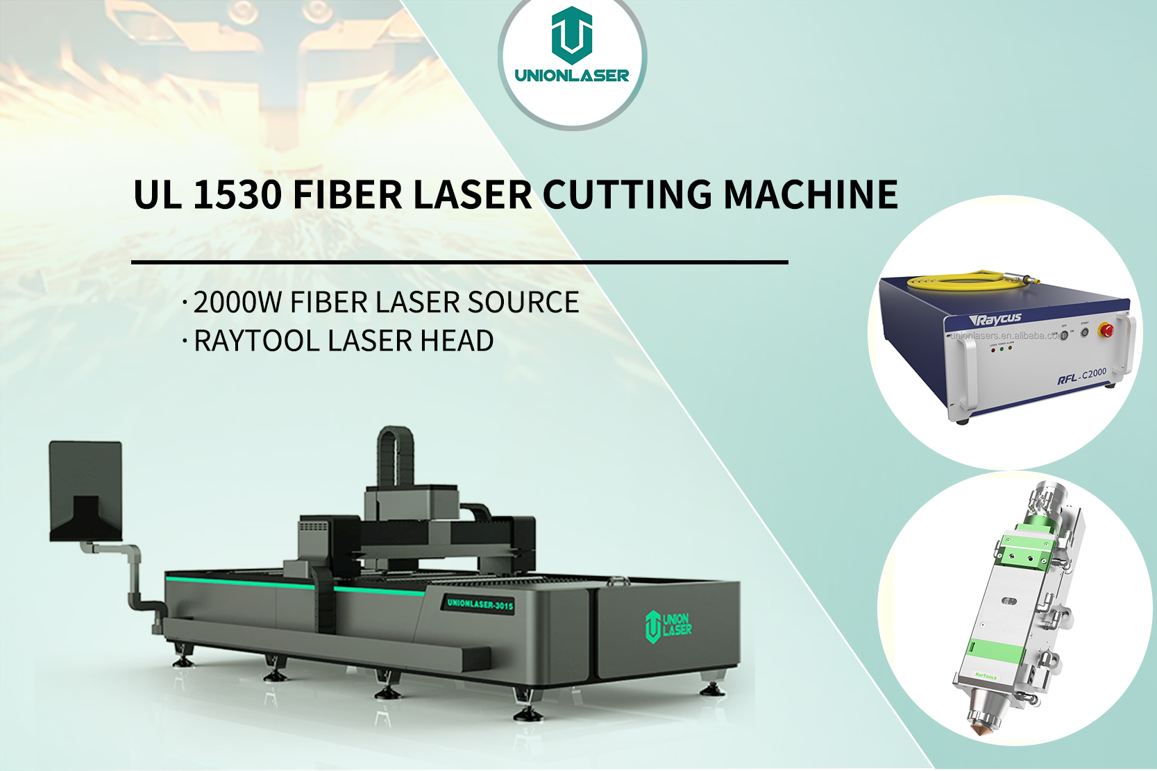 2000w UL 1530 fiber laser cutting machine