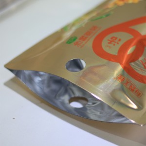 I-Glossy Gold Aluminium Foil Metallic Stand Up Spout Izikhwama ezine-Dispenser