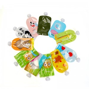 Персонализирана пластмасова торбичка за бебешка храна за многократна употреба без съдържание на BPA, сгъваема с цип