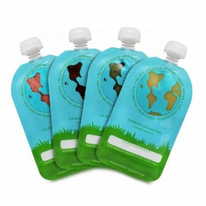 BPA-मुक्त प्लास्टिक स्टँड अप स्पाउट डबल जिपर पुन्हा वापरता येण्याजोग्या बेबी फूड बॅग