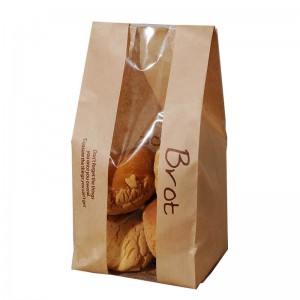 Custom Printed Transparent Window Bread Kraft Paper Bags for Bakery