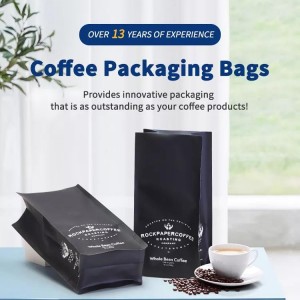 Custom 250g 500g 1kg Flat Bottom Packing Coffee Bag with Zipper and Valve