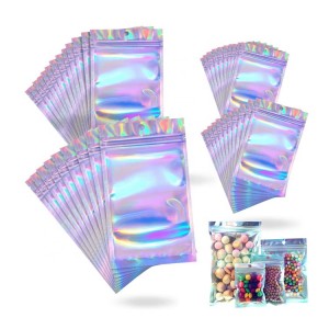 Rainbow Shine Holographic Clear Food Packaging Plastic Mylar Bag