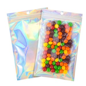 Holograficzna, przezroczysta, plastikowa torba z mylaru do pakowania żywności Rainbow Shine
