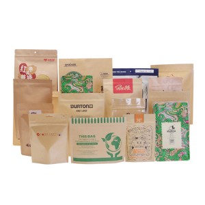 I-Custom Biodegradable Recyclable Eco Friendly Kraft Paper Izikhwama Zekhofi