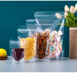 Qese plastike Mylar për paketimin e ushqimit të pastër transparent