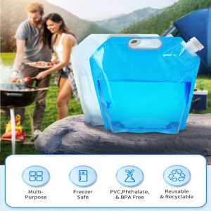 Zložljiva 1-galonska torbica za mineralno vodo za večkratno uporabo za kampiranje na prostem