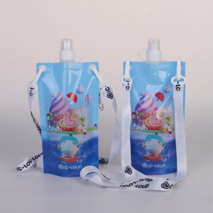 Custom 400ml-500ml Spout Foldable Water Bags with Rope