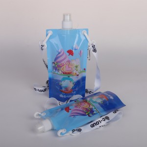 Custom 400ml-500ml Spout Foldable Water Bags with Rope