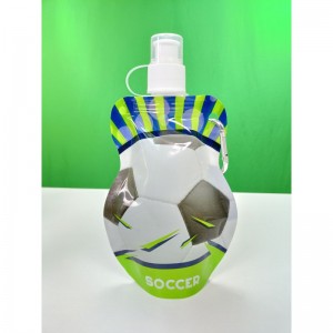 Reutilizable de la forma del fútbol del diseño del fútbol se levanta la bolsa de la bebida de la bolsa del canalón de agua