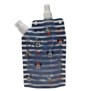 حقيبة مياه شرب بفوهة مزدوجة لطيفة قابلة لإعادة الاستخدام للأطفال قابلة للطي