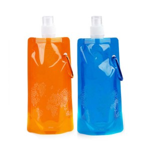 I-Laminated Plastic Foldable Water Bottle Bag For Outdoor With Hanging Hook