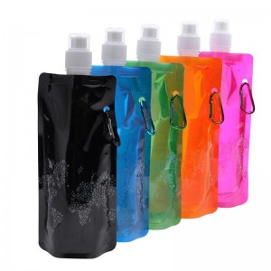 Laminated Plastic Foldable Water Bottle Bag For Outdoor With Hanging Hook