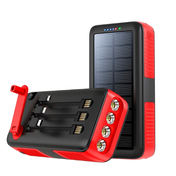 Fast Charging Led Flashlight Portable Hand Cranked Solar Power Bank 61200Mah with built in cable Featured Image