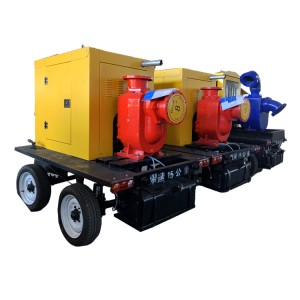 Movable Portable 85hp diesel engine water pump set with tralier and weather canopy Self-Priming pump Centrifugal Pump