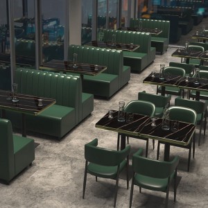 थोक मूल्य पु चमड़ा आधुनिक बूथ सीटिंग रेस्तरां फर्नीचर सेट