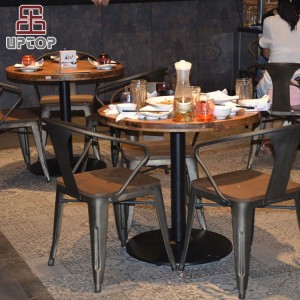 Metal Wooden Cafe Restaurant Table and Chai Furniture Set