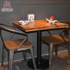 Conjunto de muebles de mesa y silla de restaurante y cafetería de madera de metal