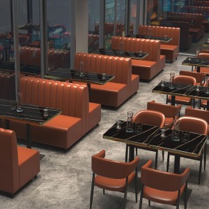 Precio al por mayor, conjunto de muebles de restaurante con asientos modernos de cuero PU