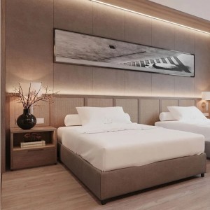 Conjunt de dormitori de disseny de llit doble de fusta Mobles Modern Hotel