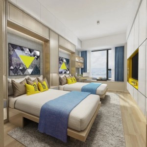 Quarto moderno de hotel com tamanho personalizado de madeira para móveis de hotel