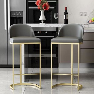 Cadeira de bar con pé de metal dourado Cadeira de bar moderna