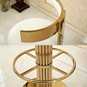 ခေတ်မီရွှေဘောင် Chromed Luxury Gold Bar Stool High Chair For Bar Furniture