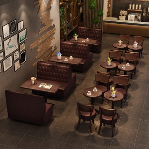 Restaurante Asentos de sofá de cabina de dobre lado marrón