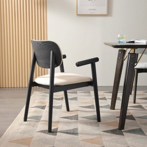 Скандинавиялық стильдегі қара түсті дизайнер қатты ағаштан жасалған кресло