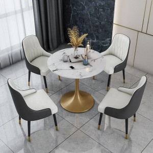 Komerciālās viesnīcas luksusa marmora pusdienu galda un krēslu kombinācija