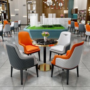 Ensemble de meubles de restaurant d'hôtel moderne, table et chaises en cuir personnalisées