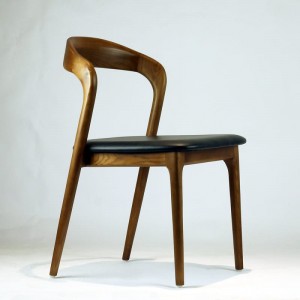 គុណភាពខ្ពស់ Vintage Tan PU Leather Upholstery Wooden Frame Chair