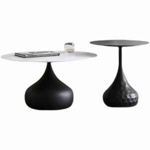Moderne kleine ronde salontafel van gesinterd stenen blad