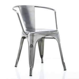 Kovové křeslo Tolix Chair s pozinkovaným čirým povrchem