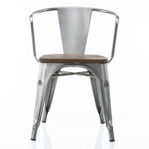 Galvanisert Clear Finish Tolix Stol Metal Arm Chair