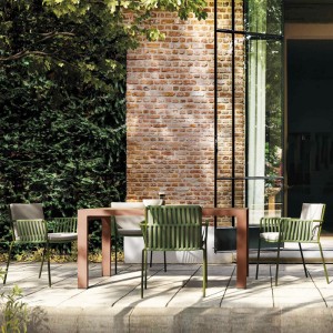 Outdoor furniture metal aluminum frame armchair patio table dining set
