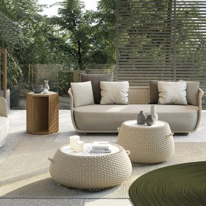 Set di divani di divertimentu di patio per mobili in rattan di vita à l'esterno