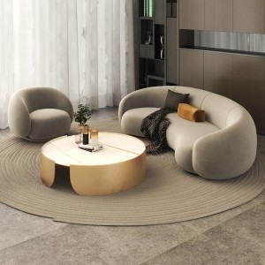 Italy Modern Style polyester sherpa Fabric Arc Julep Sofa, Banana sofa 3 seater