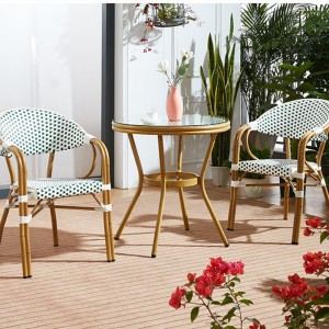 정원 안뜰 가구 막대기 알루미늄 등나무 프랑스 비스트로 의자 테이블