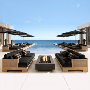 Outdoor patio luxury furniture solid teak wood leisure sofa