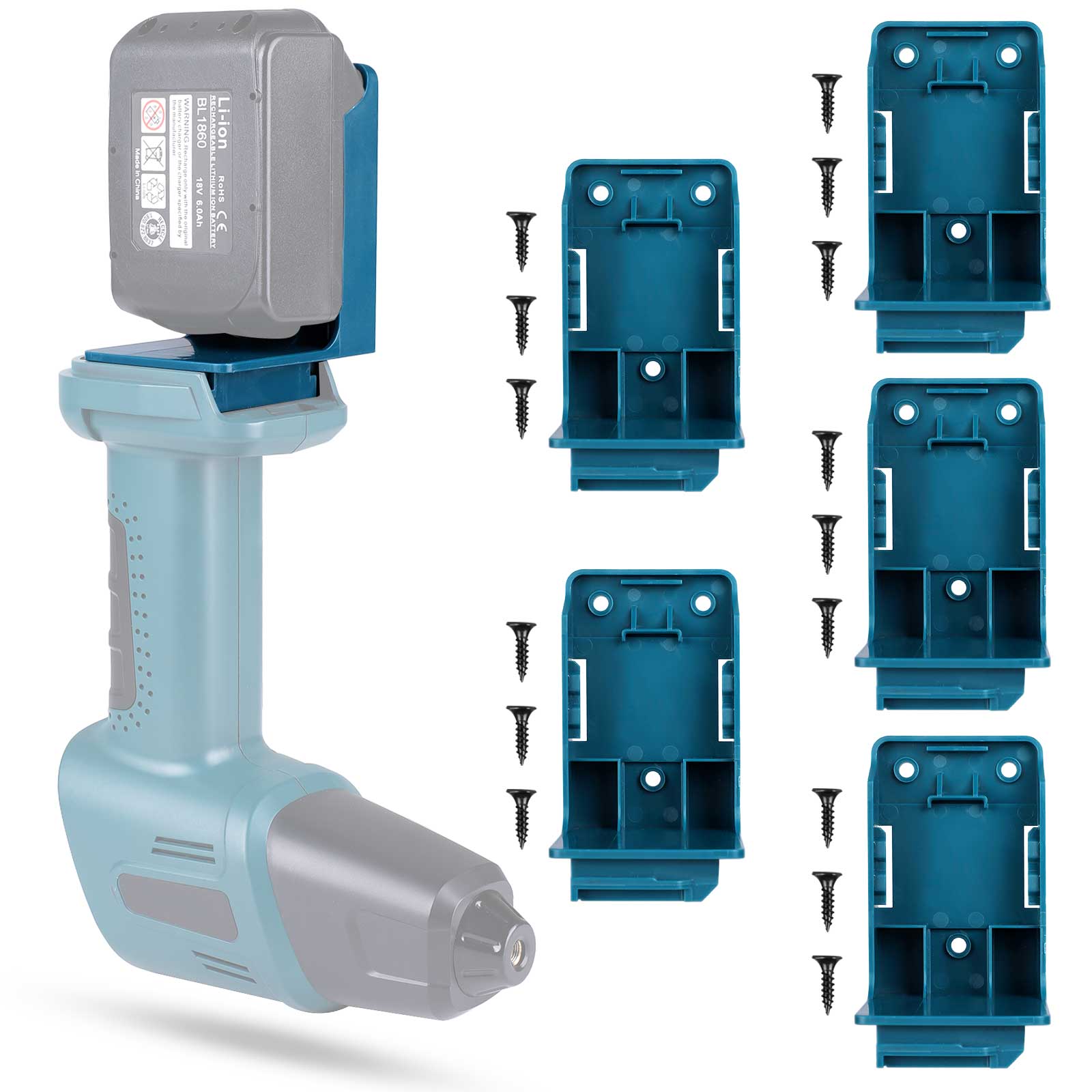 Application of a holder for storing and fixing power tools and batteries