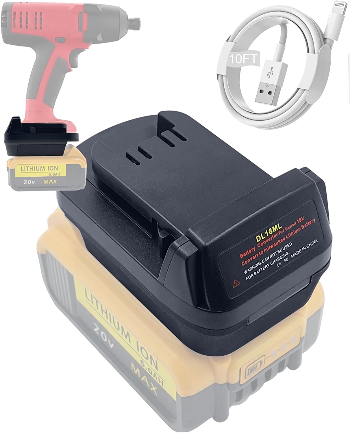 Battery Adapter convert Dewalt 20V battery to Milwaukee m18 battery use for Milwaukee 18V tools